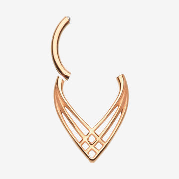 Detail View 1 of Rose Gold Triple Cross Weave Clicker Hoop Ring